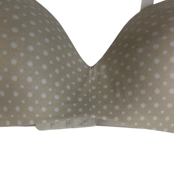 Warner Bra Size 34B Tan Polka Dot Wireless Adjustable Lightly Padded - Picture 4 of 7